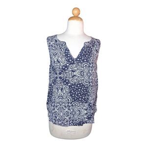 Knox Rose Sleeveless Boho Top Women’s Size Medium Blouse Shirt Blue White
